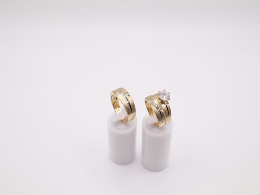 4.2mm Brushed Engagment Ring Set