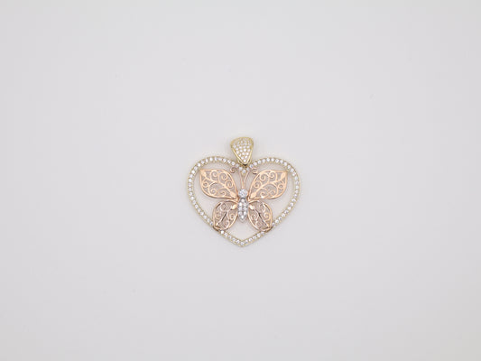 4.8g 1.37in, 36mm White Stone Butterfly Pendant