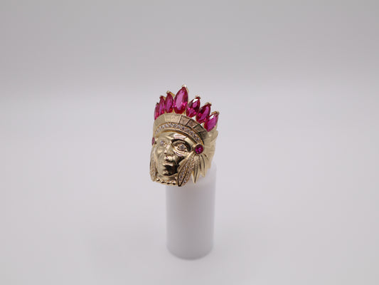 Size 10, 4.5mm Red Stone Indian Head