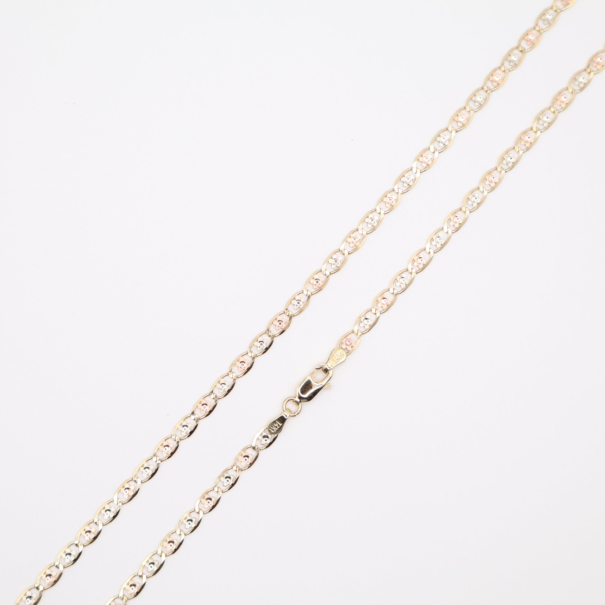 18" 3.5mm Tri-Color Floral-Star Necklace