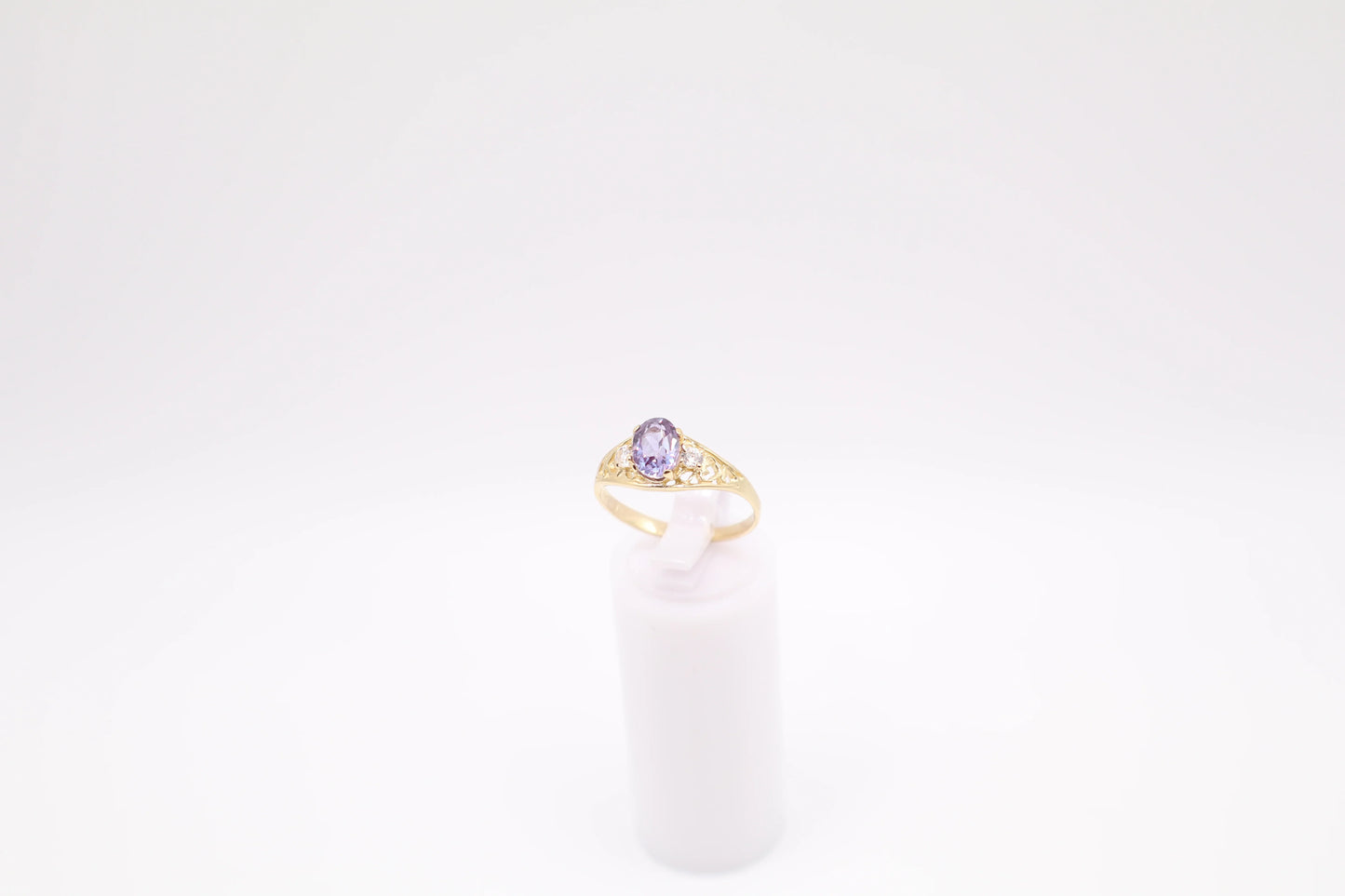 Size 7.5, 2mm Purple Stone Ring