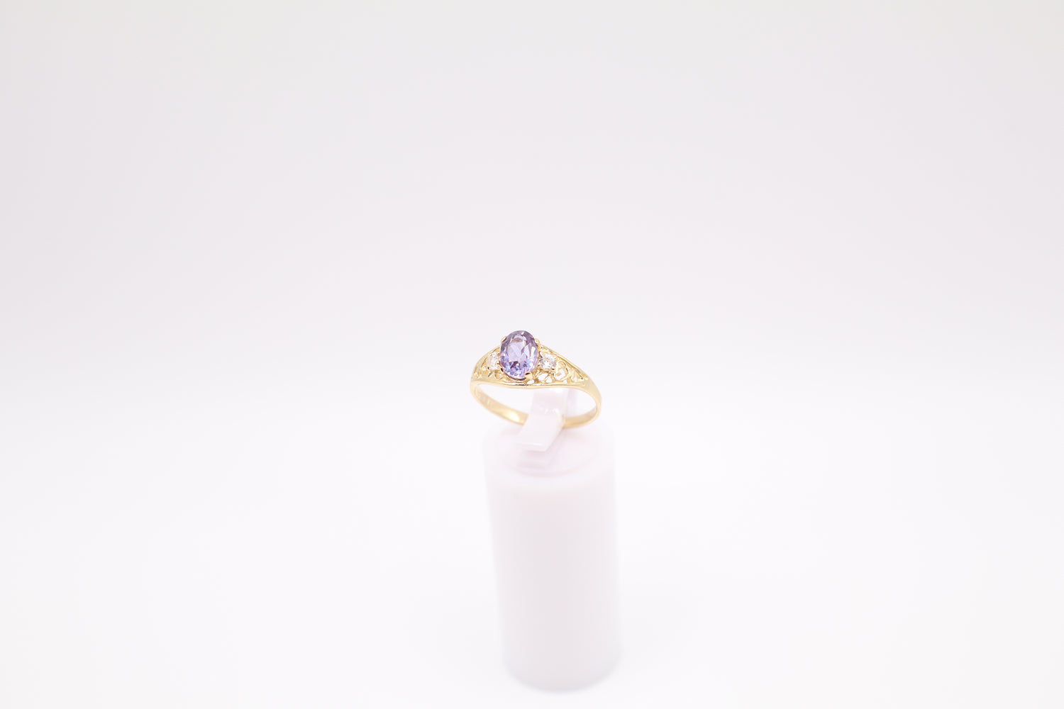 Size 7.5, 2mm Purple Stone Ring