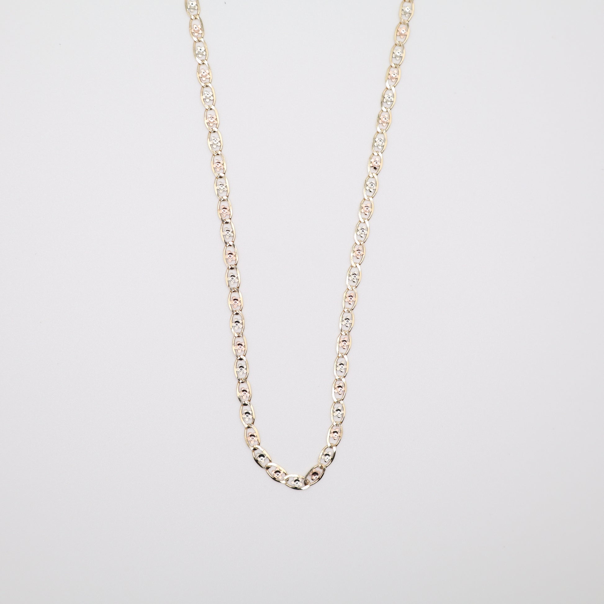 20" 3.5mm Floral-Star Tri-Color Necklace