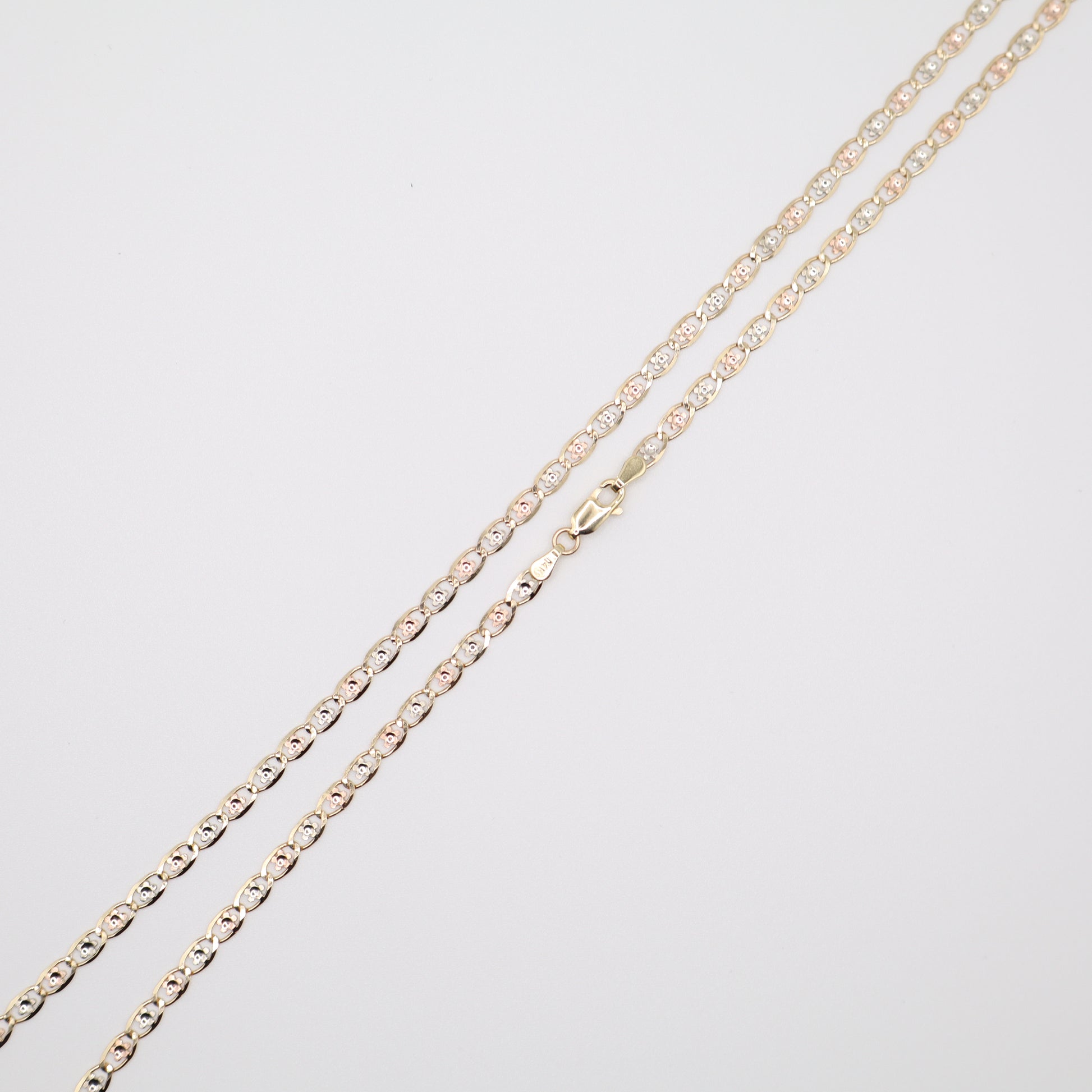 20" 3.5mm Floral-Star Tri-Color Necklace
