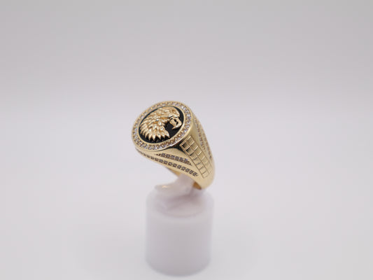 10.4g, 11.25 Ring Size, 4.65mm Black Stone Eagle Ring